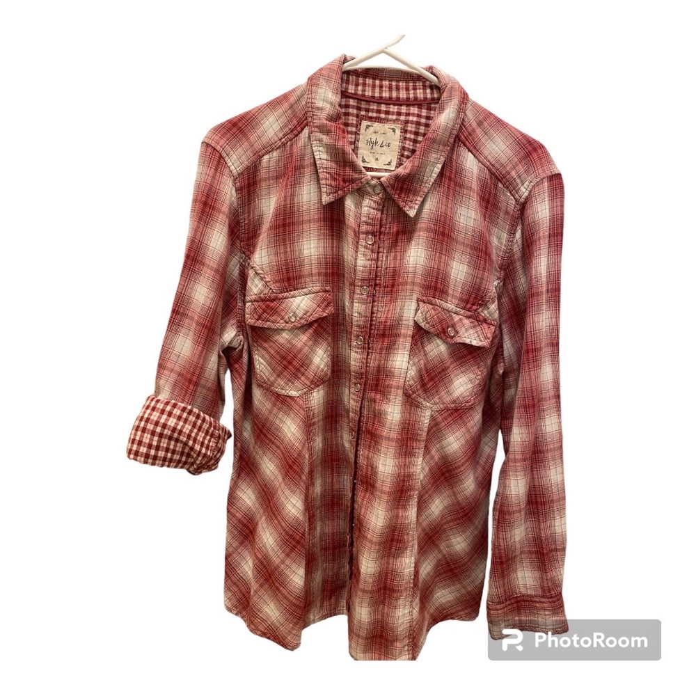 Style & Co. Red Plaid, lined shirt, size XL